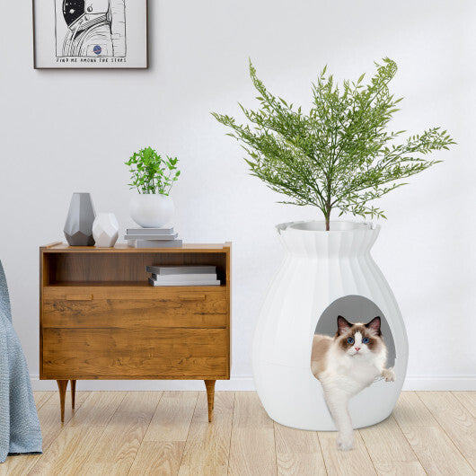 Smart Plant Cat Litter Box with Electronic Odor Removal and Sterilization-White W2B