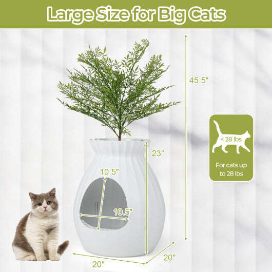 Smart Plant Cat Litter Box with Electronic Odor Removal and Sterilization-White W2B