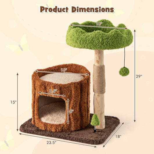 Multifunctional Cat Tree Cat Tower with Scratching Posts and Top Perch-Brown W2B