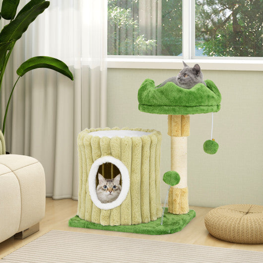 Cute Cat Tree with Sisal Scratching Posts and Dangling Ball W2B