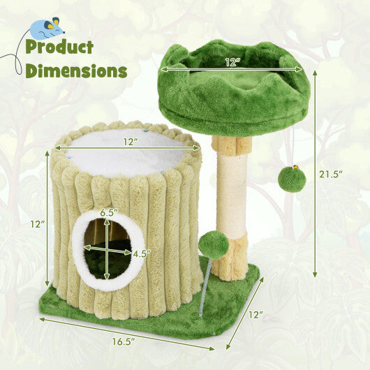 Cute Cat Tree with Sisal Scratching Posts and Dangling Ball W2B