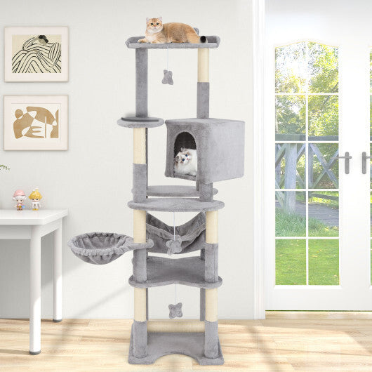 69 Inch Multi-level Cat Tree with Top Perch and Cozy Condo W2B