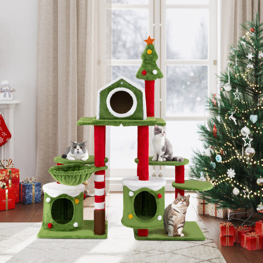58 Inch Tall Cat Tree Tower Multi-level Pet Climbing and Jumping Tower Furniture with Condos W2B