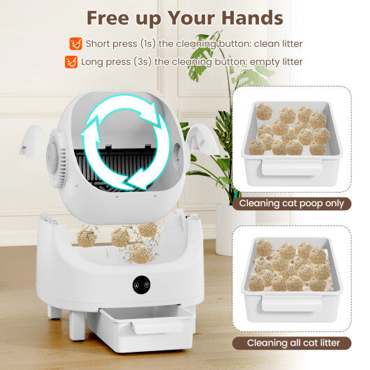 Self-Cleaning Open-Top Cat Litter Box with APP Control for Multi-Cat W2B