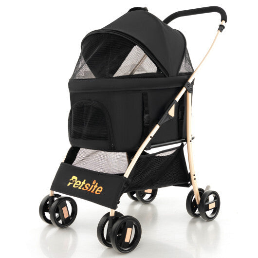3-In-1 Pet Stroller with Removable Car Seat Carrier-Black W2B