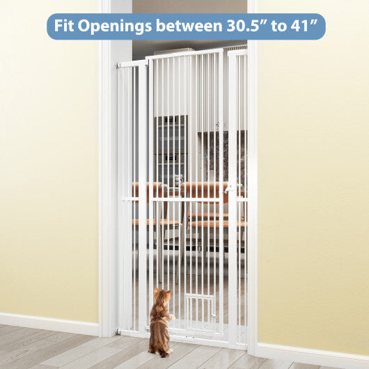 67.5" Extra Tall Pet Gate Heavy-Duty Metal Cat Gate with 30.5"-41" Wide Opening-White W2B