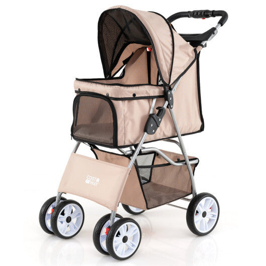 4 Wheel Pet Stroller for Small Dogs Cats up to 33 LBS-Black W2B