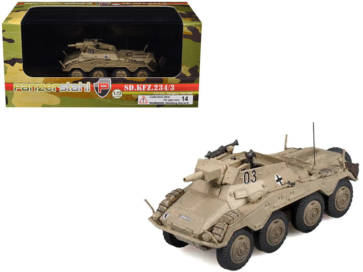 Sd.Kfz. 234/3 Armored Vehicle "#0 3rd Panzer Division Hungary" (1945) German Army 1/72 Diecast Model by Panzerstahl Panzerstahl