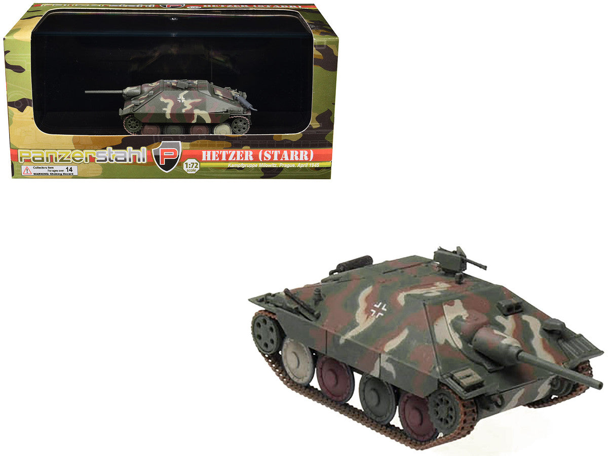 Hetzer (Starr) Tank Destroyer "Kampfgruppe Milowitz Prague" (1945) German Army 1/72 Diecast Model by Panzerstahl Panzerstahl