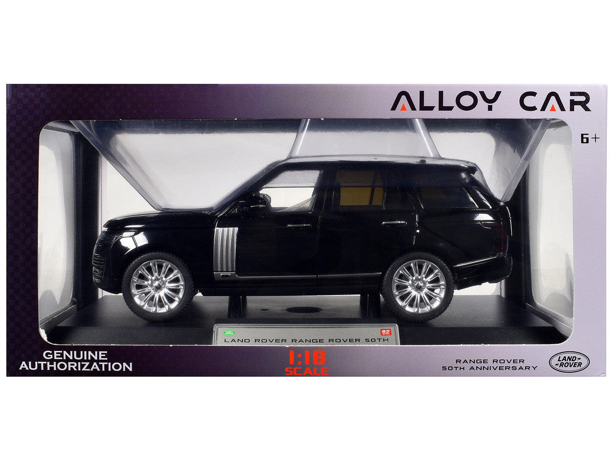 Land Rover Ranger Rover 50th Anniversary Black Metallic with Sunroof 1/18 Diecast Model Car by Heimanba Heimanba