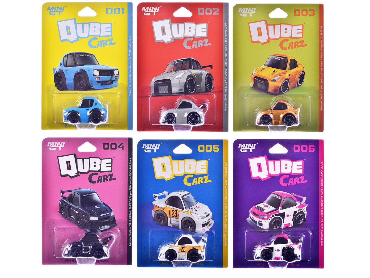"QubeCarz" Series #1 Set of 6 pieces 1/64 Diecast Model Cars by Mini GT Mini GT