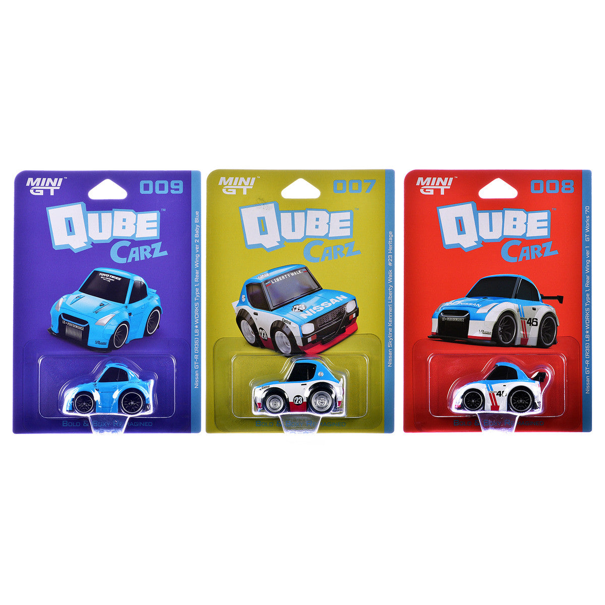 "QubeCarz" Series #2 Set of 3 pieces 1/64 Diecast Model Cars by Mini GT Mini GT