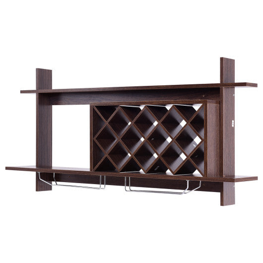 3-in-1 Dining Set: Windsor Chairs Industrial Sideboard & Wall-Mount Wine Rack Combo W2B