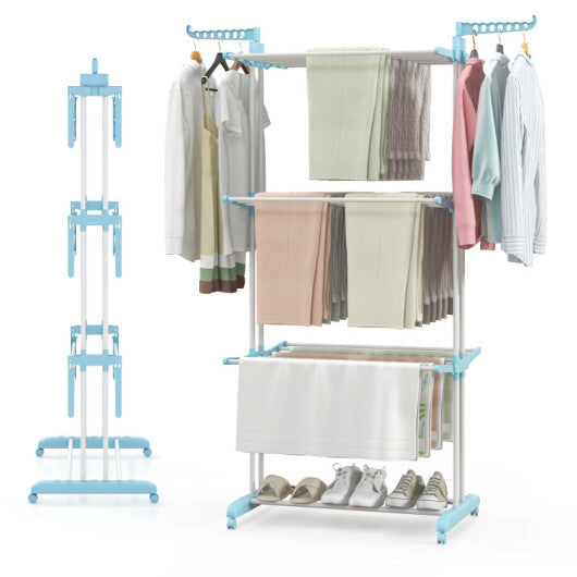 4-tier Clothes Drying Rack + Laundry Hamper with Wheels W2B