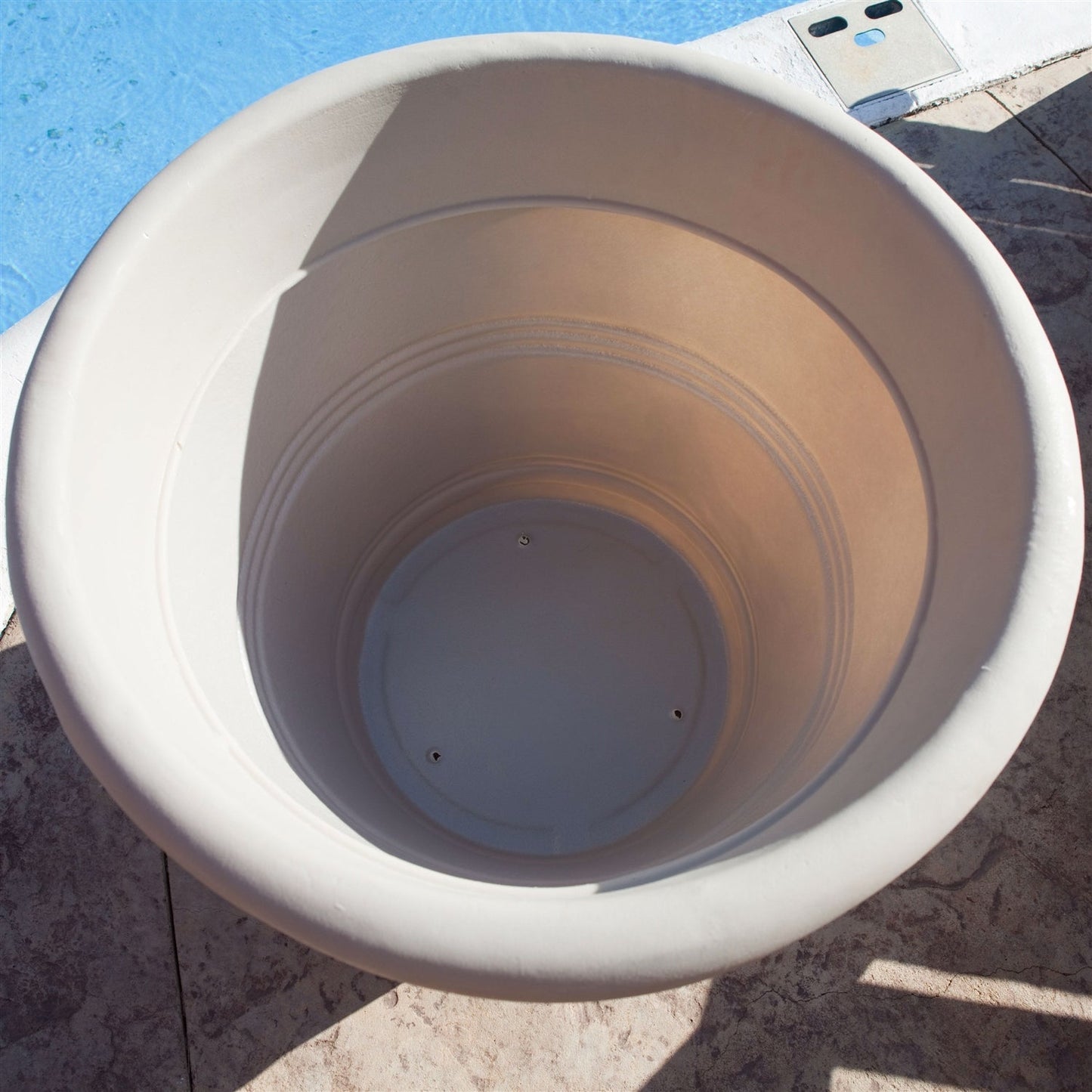 Round 26-inch Outdoor Patio Planter for Small Tree in Weathered Concrete Finish FastFurnishings