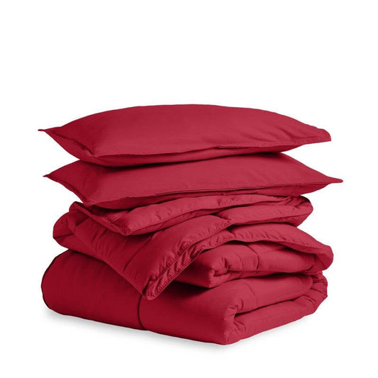 Full/Double Size All Season Super Soft Down Alternative Comforter Set Red-1
