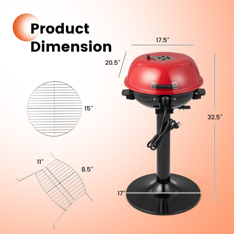 Red Double Layer Portable Electric 1600 Watt BBQ Grill FastFurnishings