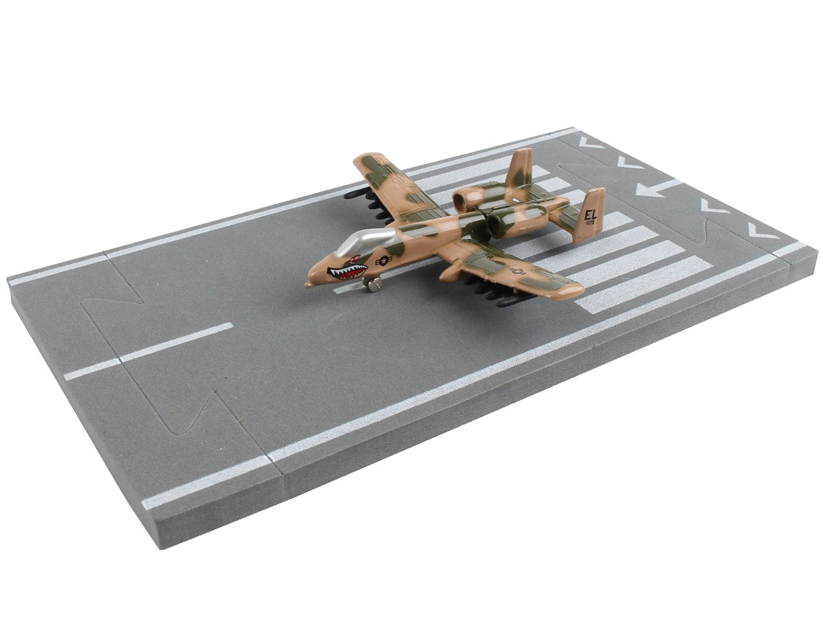 Fairchild Republic A-10 Thunderbolt II "Warthog" Attack Aircraft Camouflage "United States Air Force" with Runway Section Diecast Model Airplane by Runway24-2