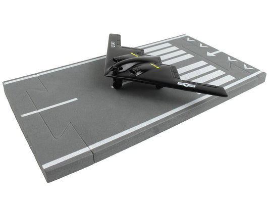 Northrop Grumman B-2 Spirit Stealth Aircraft Black "United States Air Force" with Runway Section Diecast Model Airplane by Runway24-1