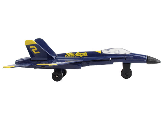 McDonnell Douglas F/A-18A Hornet Fighter Aircraft Blue "United States Navy Blue Angels #2" with Runway Section Diecast Model Airplane by Runway24-1