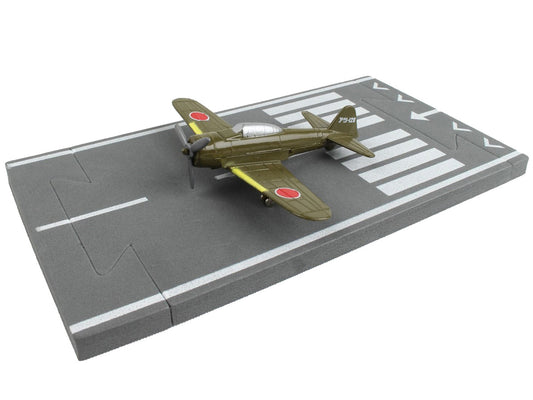 Mitsubishi A6M Zero Fighter Aircraft Green "Imperial Japanese Navy Air Service" with Runway Section Diecast Model Airplane by Runway24-1