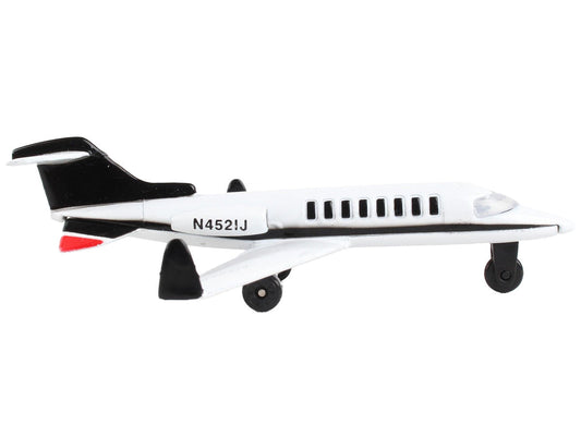Private Jet Commercial Aircraft White with Black Tail "N452IJ" with Runway Section Diecast Model Airplane by Runway24 Runway24