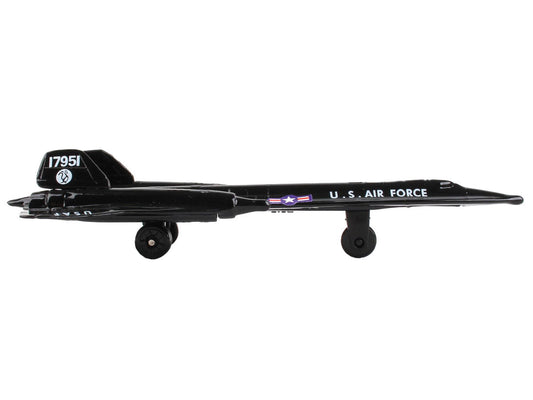 Lockheed SR-71 Blackbird Aircraft Black "United States Air Force" with Runway Section Diecast Model Airplane by Runway24 Runway24