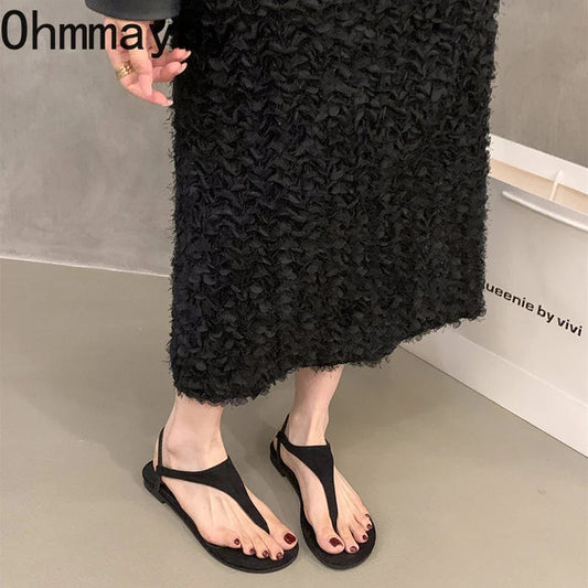 Summer Clip Toe Women Gladiator Sandals Casual Beach Vacation Shoes Ladies Elegant Dress Flats Sandalias LadyShow.Store
