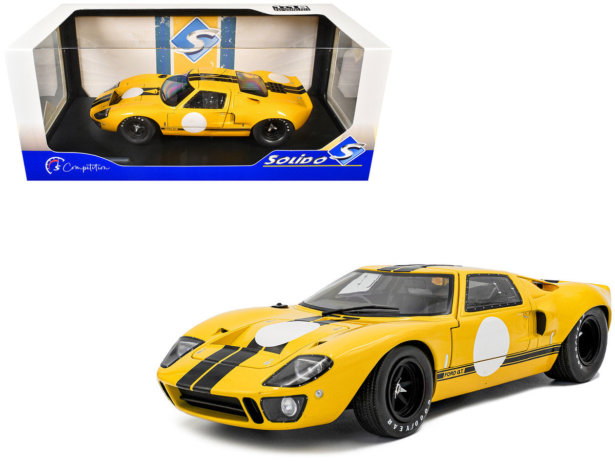 1968 Ford GT40 MK1 Yellow with Black Stripes "Competition" Series 1/18 Diecast Model Car by Solido Solido