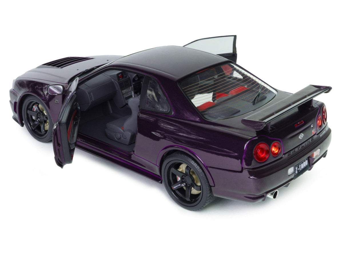 1999 Nissan Skyline GT-R (R34) Z-Tune RHD (Right Hand Drive) Midnight Purple Metallic 1/18 Diecast Model Car by Solido Solido