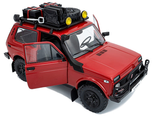 1980 Lada Niva Red with Roof Rack and Accessories 1/18 Diecast Model Car by Solido Solido