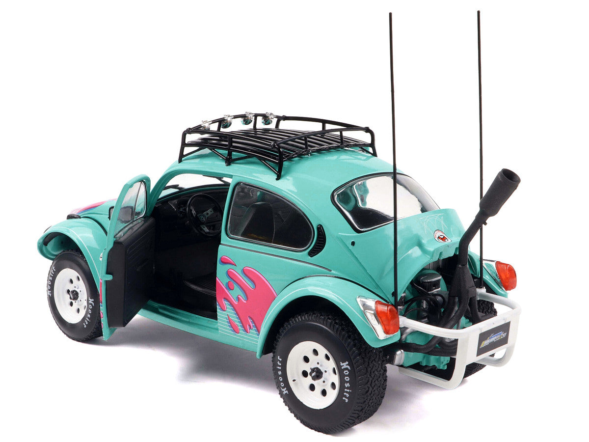 1976 Volkswagen Beetle Baja Miami Green with Pink Graphics 1/18 Diecast Model Car by Solido Solido