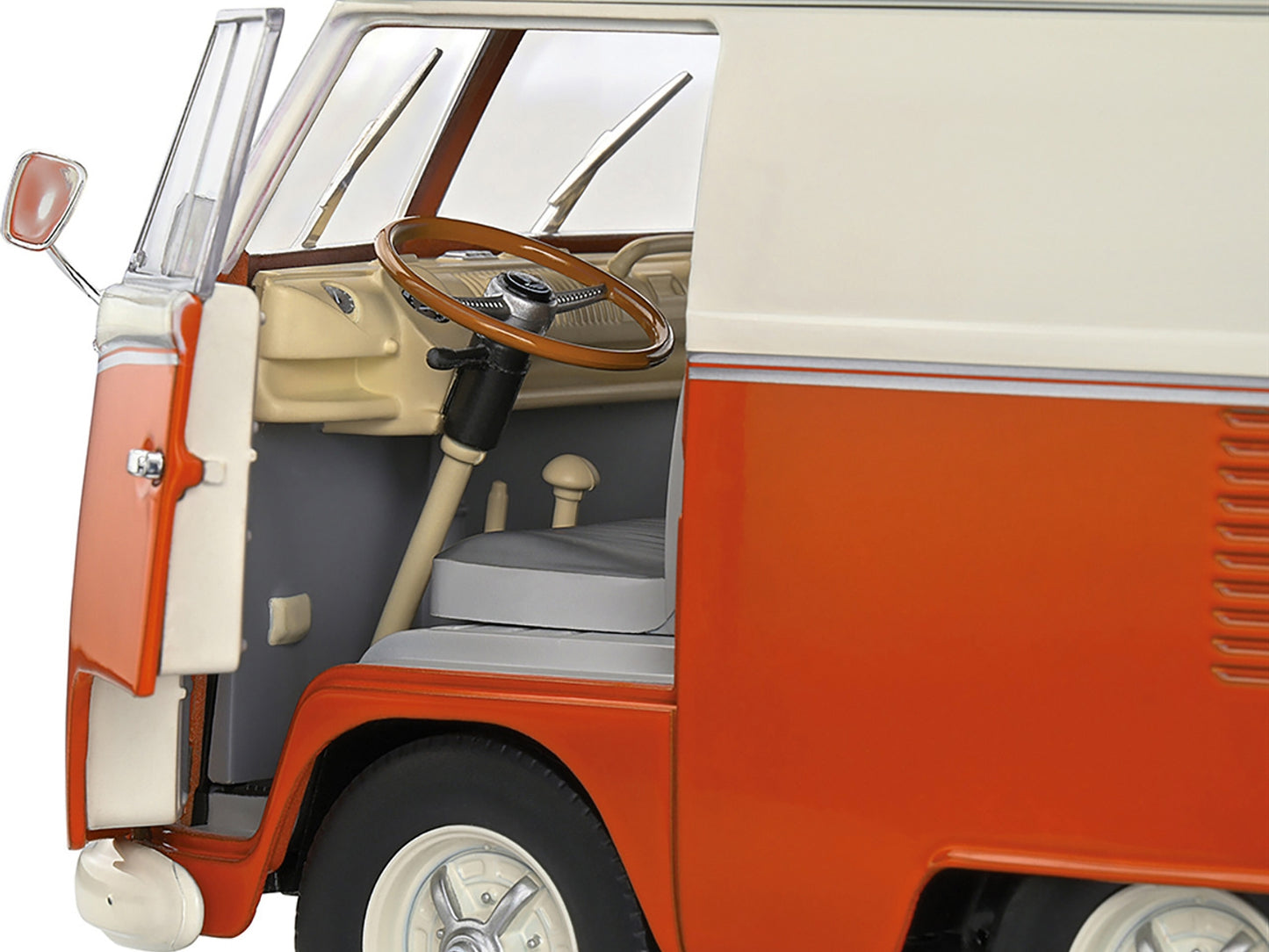 1950 Volkswagen Kool Kombi Van with Trailer Orange and White 1/18 Diecast Model Car by Solido