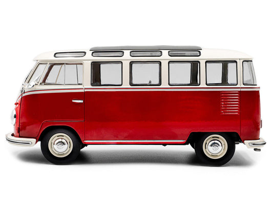 1962 Volkswagen T1 Samba Bus Red and White 1/18 Diecast Model Car by Solido Solido