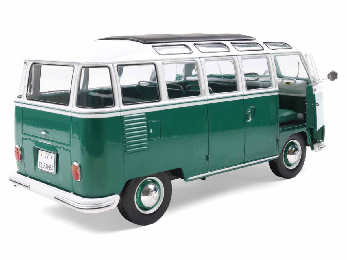 1962 Volkswagen T1 Samba Bus Green and White 1/18 Diecast Model Car by Solido Solido
