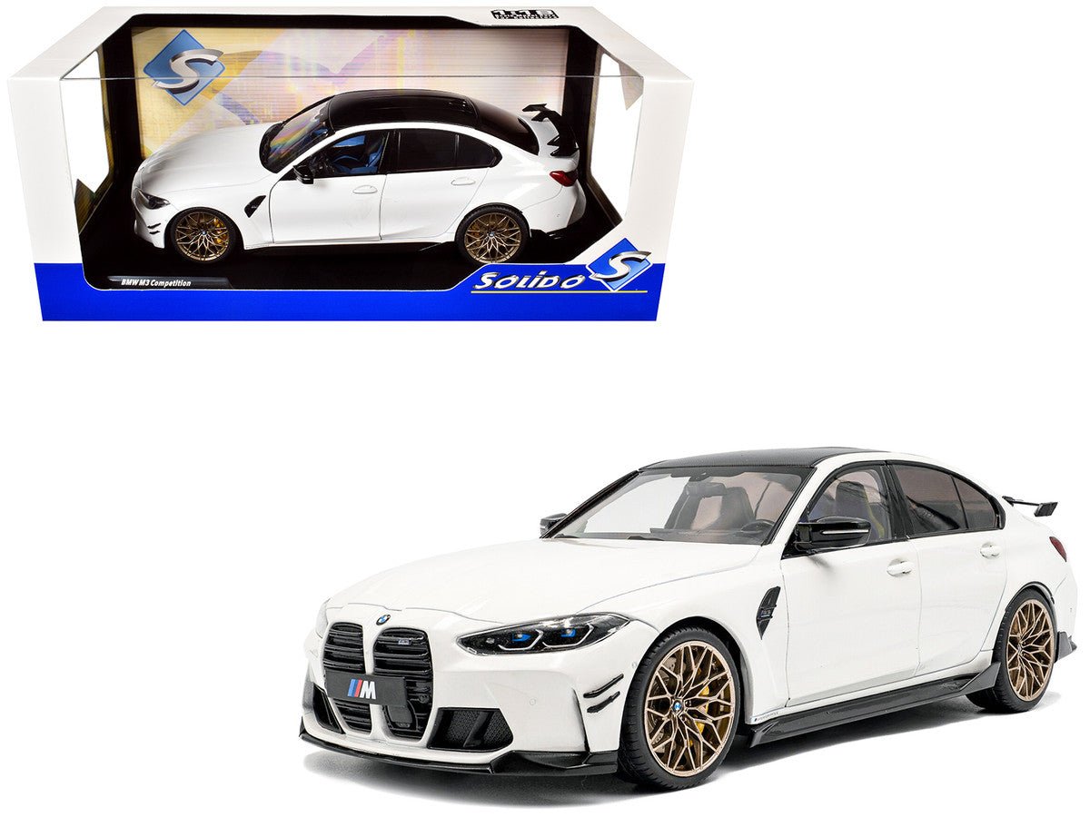 2024 BMW M3 Competition Alpine White with Carbon Top 1/18 Diecast Model Car by Solido-4