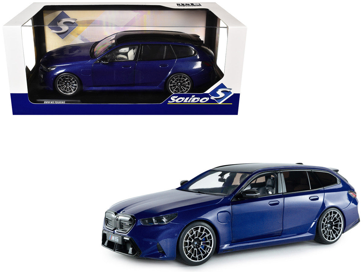 2025 BMW M5 Touring Marina Bay Blue Metallic with Black Top 1/18 Diecast Model Car by Solido Solido