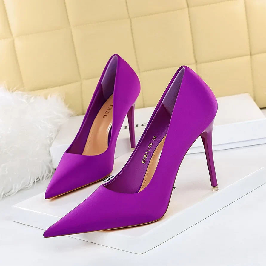 BIGTREE Shoes Satin Women Pumps 2025 New Purple High Heels Fashion Women Shoes Stiletto Luxury Noble Party Shoes Women Heels Pi-Mart