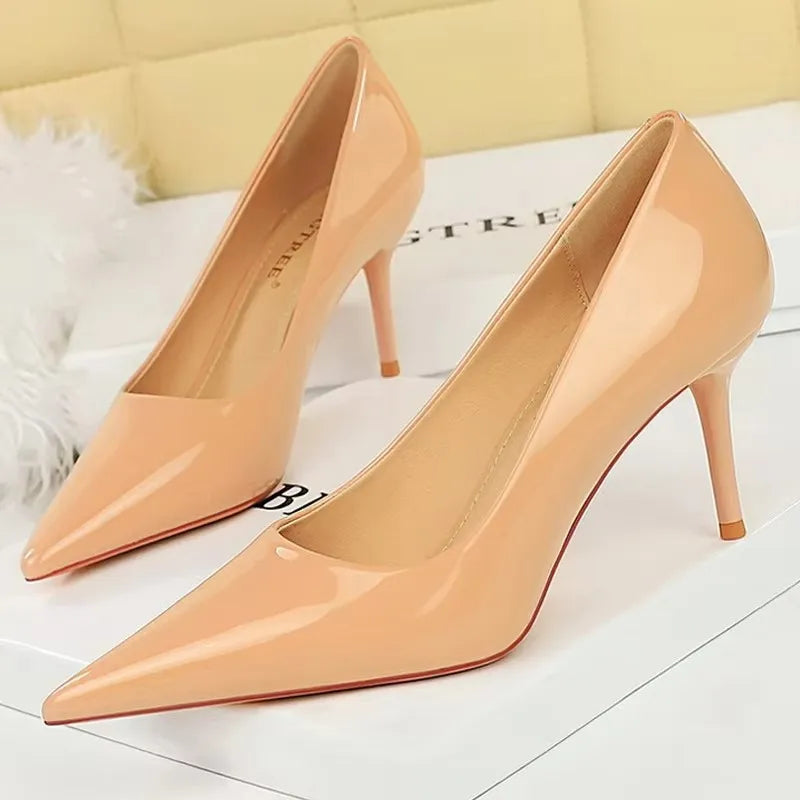 BIGTREE Shoes Patent Leather Women Pumps Sexy High Heels Pointed Lady Party Shoes Stilettos Women Heels Fashion Wedding Shoes Pi-Mart