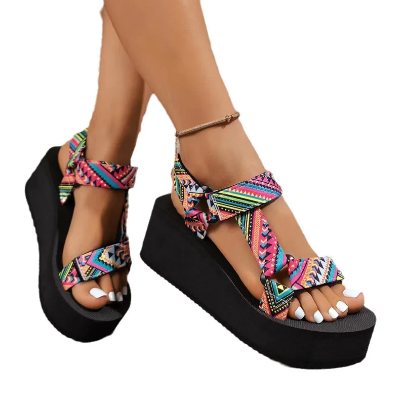 Ladies new summer thick soled shoes Women comfort cloth Sandals Beach Set Foot Sandals exposed toe Light Casual Slippers Zapatos LadyShow.Store