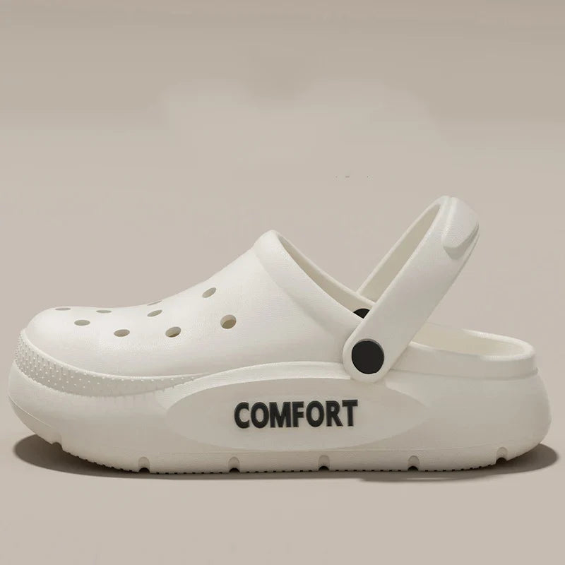 Women's Men's Slippers Summer Anti-Slip Couple Hollow Covered Toe Indoor Outdoor Casual Thick Bottom Sandals for Home Adults LadyShow.Store