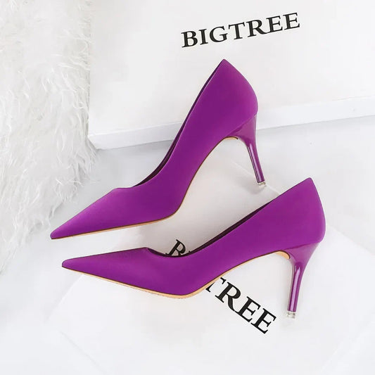 BIGTREE Shoes Satin Women Pumps 2025 New Purple High Heels Fashion Women Shoes Stiletto Luxury Noble Party Shoes Women Heels Pi-Mart