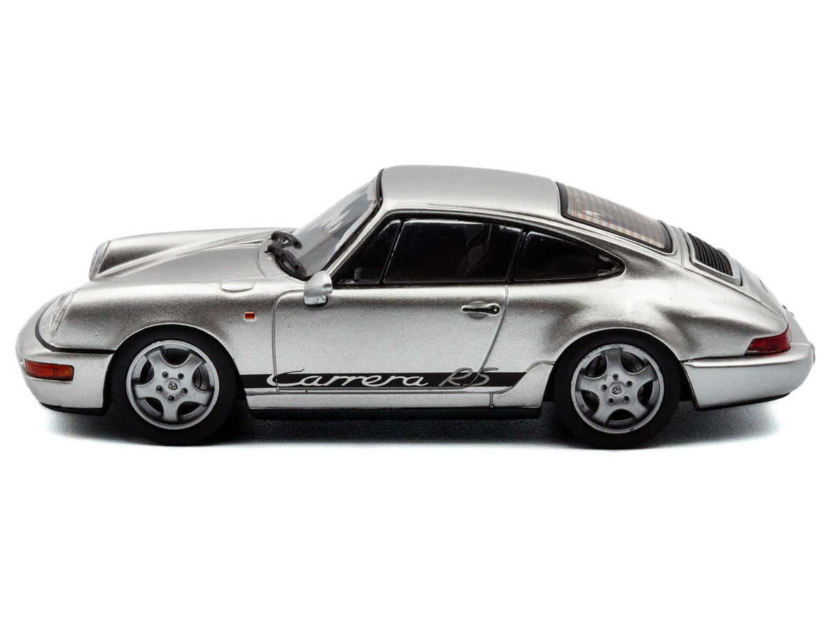 1994 Porsche 911 (964) RS Silver Metallic with Black Stripes 1/43 Diecast Model Car by Solido Solido