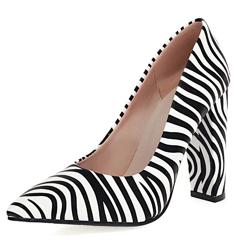 Fashion High Heels Shoes Women Large Size Sexy Animal Print Block Heels Pumps Women Party Office Shoes Dress Pumps Female Pi-Mart