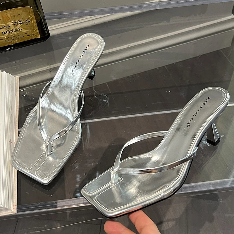 Female Summer Sexy Heels Sandals Slides Ladies Shoes Fashion Women Pumps Flip Flops Luxury High Heels Slippers Shoes Pi-Mart