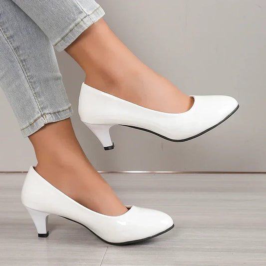 New Women High Heels Nude Shallow Mouth Pumps Fashion Shoes Office Work Party Shoes Ladies Wedding Shoes Solid Color Heels Women Pi-Mart
