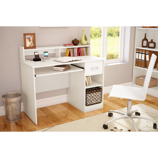 Contemporary Home Office Computer Desk in White Wood Finish FastFurnishings