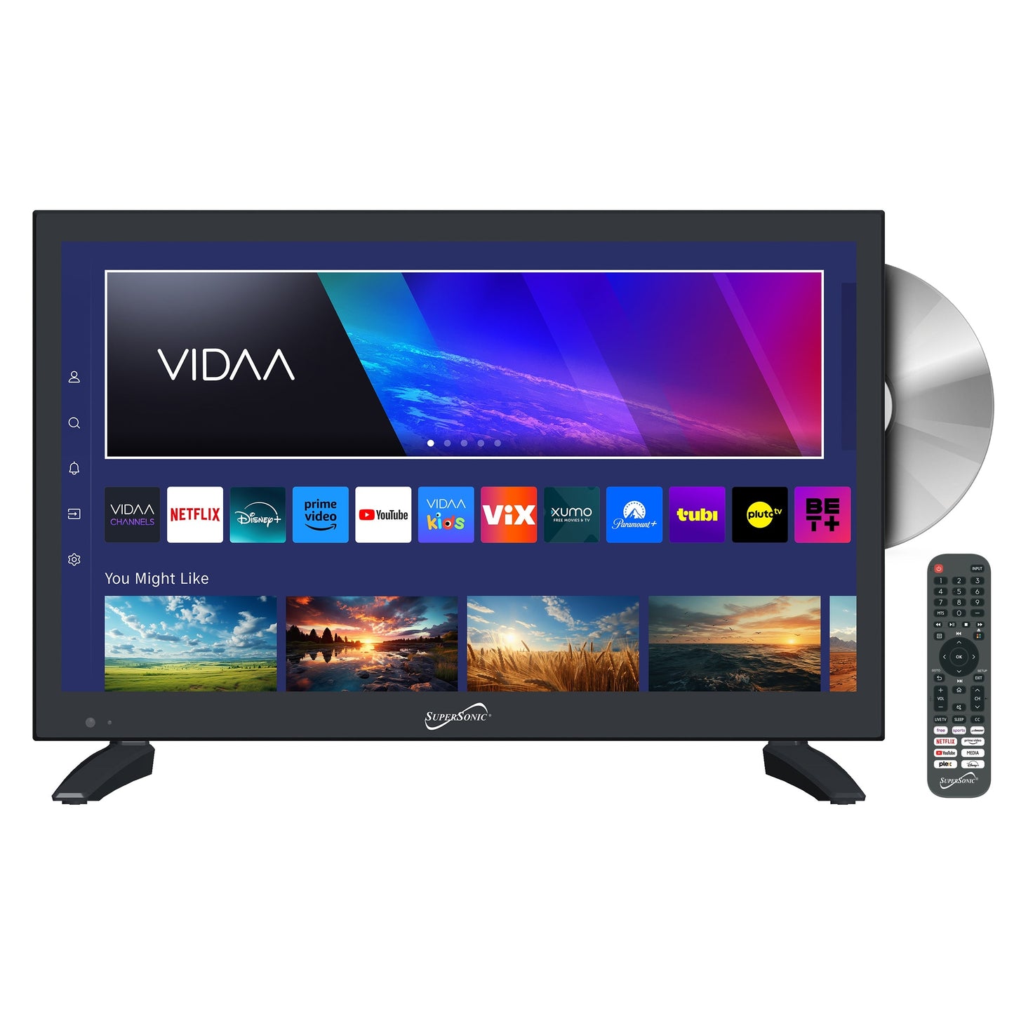 SuperSonic 19 Inch Vidaa LED Smart TV with DVD Player W2B
