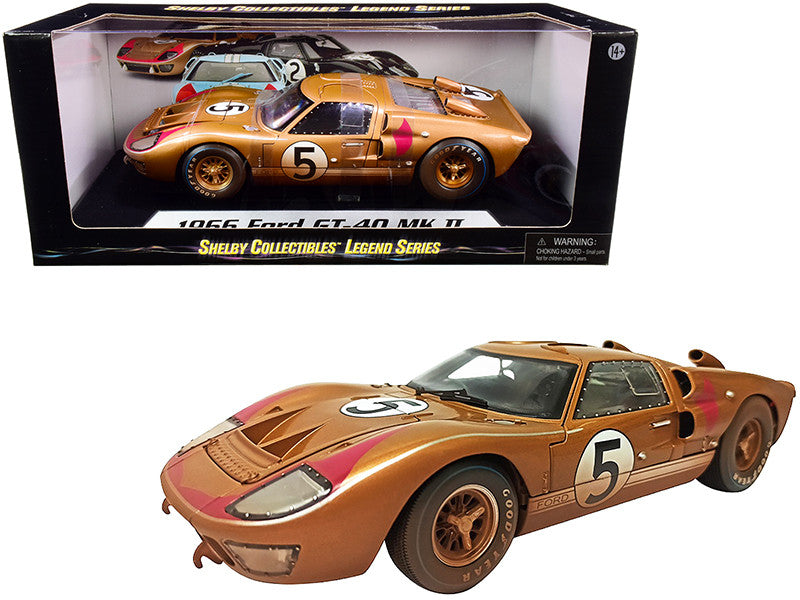 1966 Ford GT-40 MK II #5 Gold After Race (Dirty Version) 1/18 Diecast Model Car by Shelby Collectibles-0