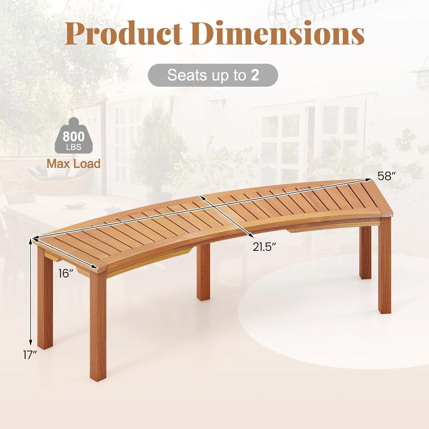 Set of 4 - Outdoor Curved Backless Garden Bench - Around Tree Table or Fire Pit FastFurnishings